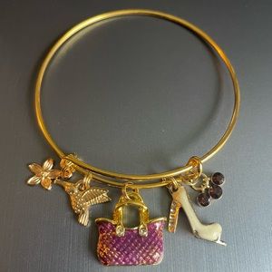 “Girls Love to Shop” 💜 Bangle in Gold-tone